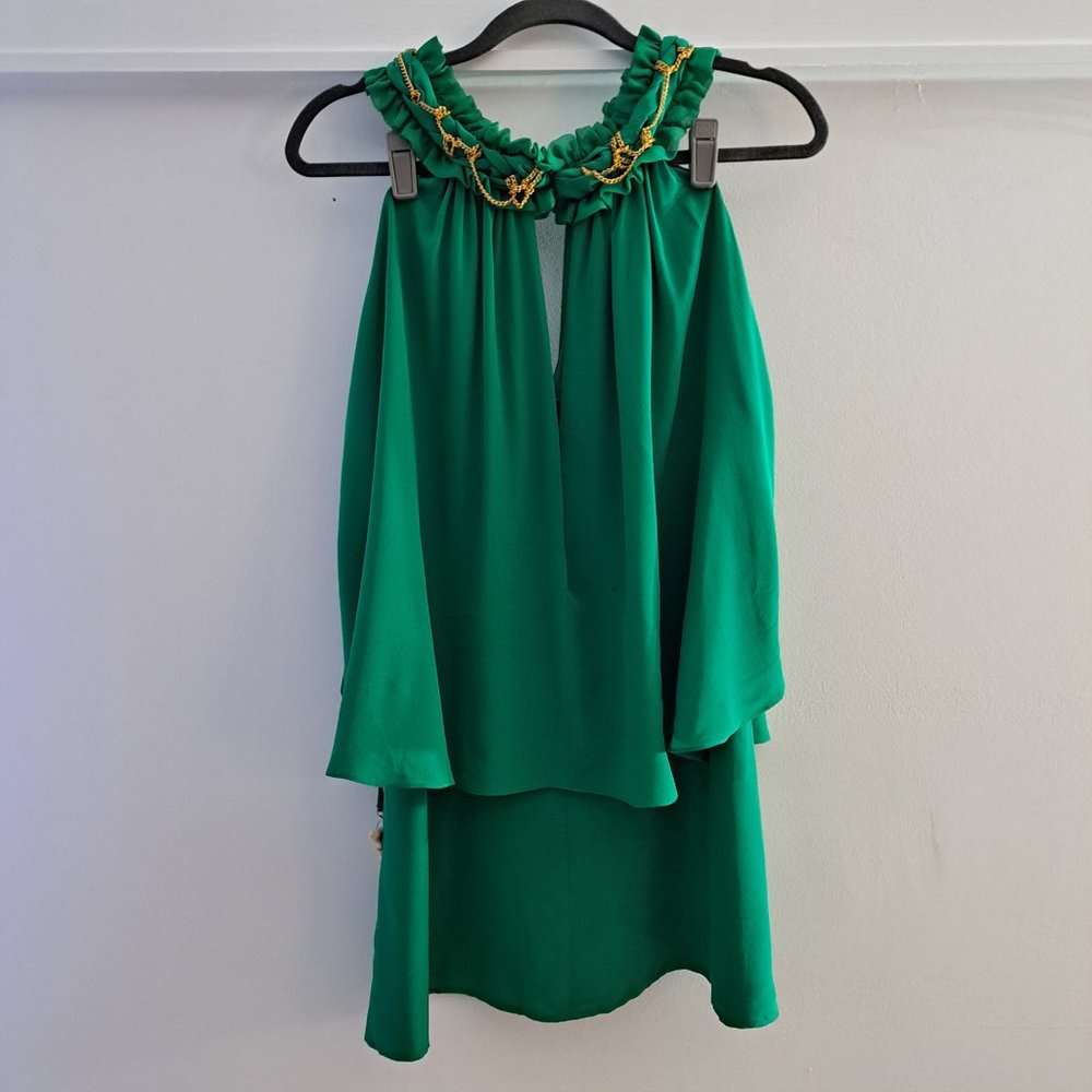 MEGHAN LA Green Silk Halter Dress - Picture 3 of 9